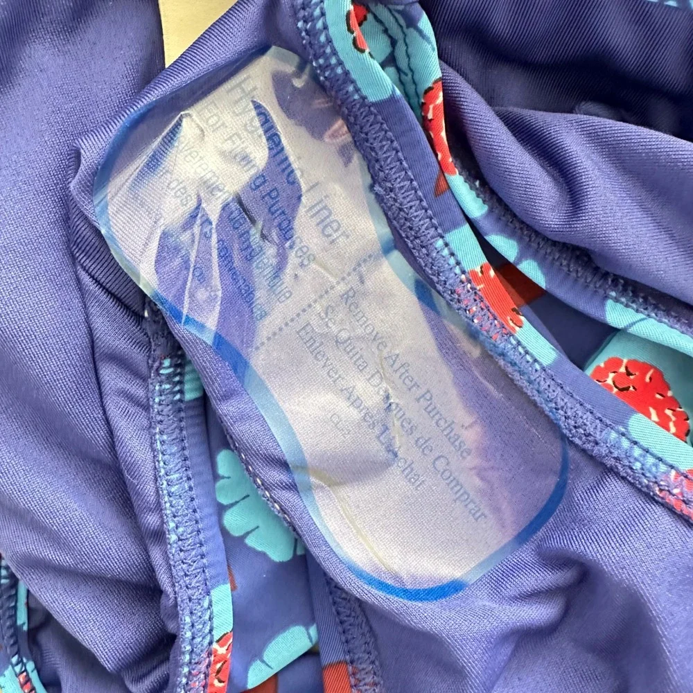 Kate Spade New York Dive Right In Ruffle‎ Bikini Bottom Cobalt Blue Floral Small